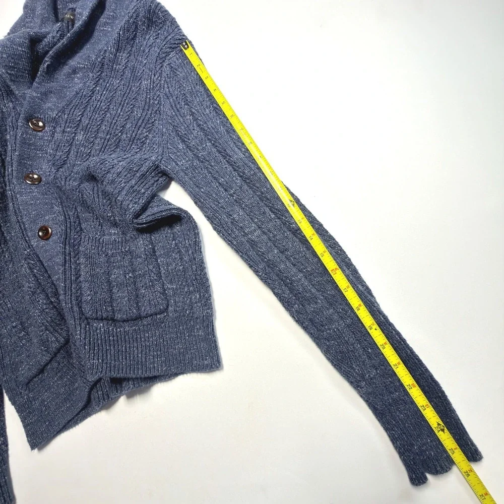 J.Crew Shawl Collar Cardigan Sweater Blue‎ Elbow Patch Cotton Men's XL